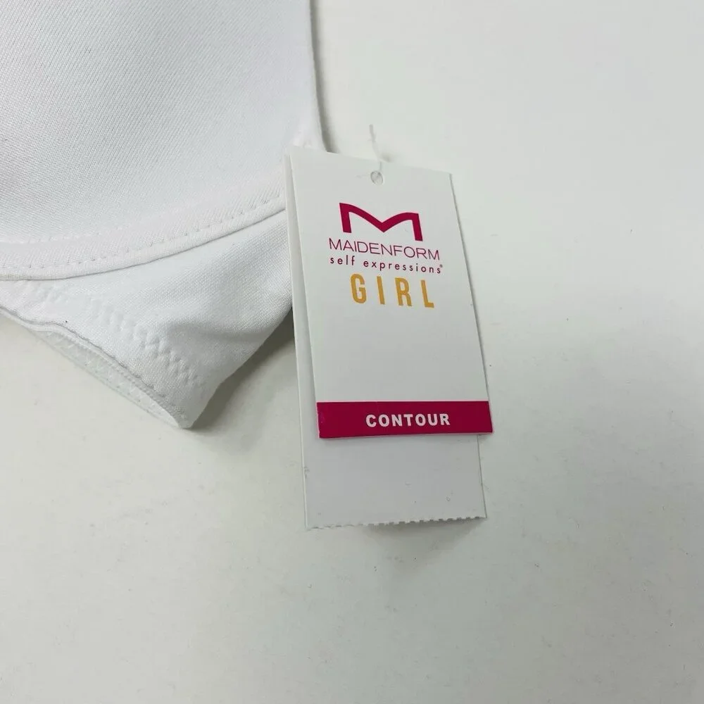 Maidenform Youth Girls Size 32A Contour Microfiber Underwire‎ Bra in White 2490